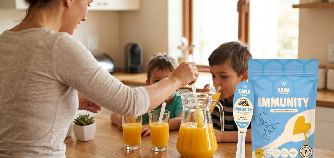 SANA VitaHoney Immunity honey spoon with echinacea ginger and lemon for daily immune support