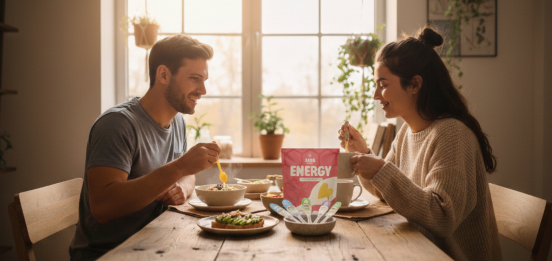 Couple Takes Breafast with SANA Honey Spoons