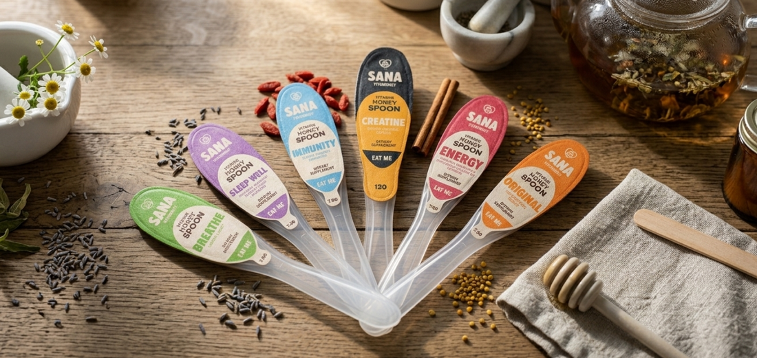 SANA VitaHoney Original honey spoon with natural antioxidants and raw honey for daily wellness