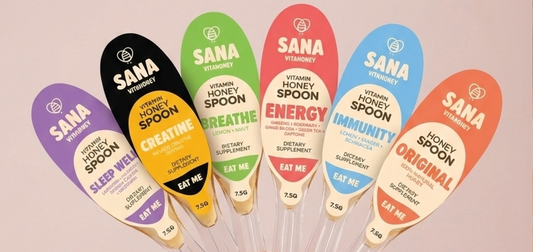 SANA VitaHoney honey spoon variety lineup for finding your perfect wellness tea match