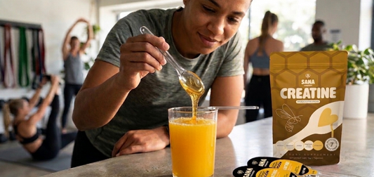 SANA VitaHoney creatine honey spoon for muscle recovery and post-workout support